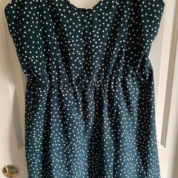 SHEIN VCAY 3X Plus Green Polka Dot Slip Dress - Picture 2 of 5
